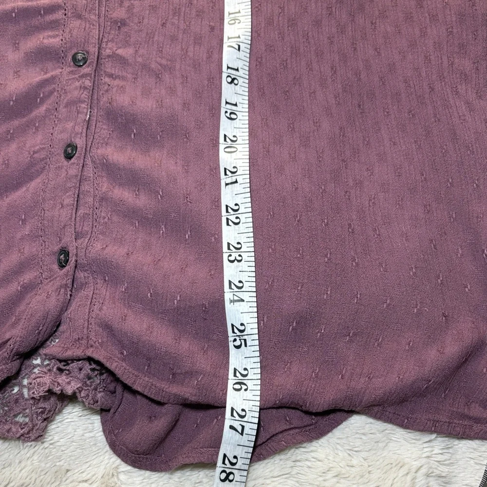 Free People Dusty Rose Button-Up Blouse Size S Boho Romantic Lightweight Top